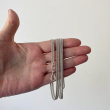 Carica l'immagine nel visualizzatore di Gallery, Georgian Sterling Silver Muff Chain With Threaded Screw Swivel Clip. Antique 40" Long Guard Chain Necklace. Antique Silver Sautoir Necklace
