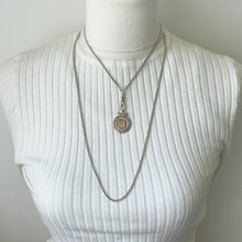 Carica l'immagine nel visualizzatore di Gallery, Georgian Sterling Silver Muff Chain With Threaded Screw Swivel Clip. Antique 40" Long Guard Chain Necklace. Antique Silver Sautoir Necklace