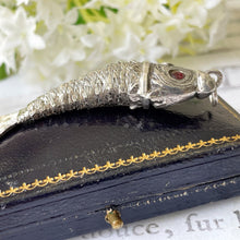 Carica l'immagine nel visualizzatore di Gallery, Antique Victorian Silver & Ruby Articulated Fish Pendant. Aesthetic Era Jewelled Fish Pendant/Watch Fob. Large Silver Novelty Fob Pendant