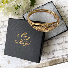 Lade das Bild in den Galerie-Viewer, Victorian Pinchbeck Gold, Diamond & Ruby Bangle. Antique Etruscan Style Yellow Gold Bangle. Mine Cut Diamond, Hot Pink Ruby Antique Bracelet