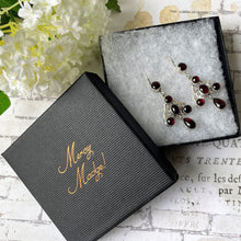 Carica l'immagine nel visualizzatore di Gallery, Antique Bohemian Garnet Pendant Drop Earrings. Art Nouveau Sterling Silver Red Garnet Earrings. Arts & Crafts Era Celtic Knot Earrings.