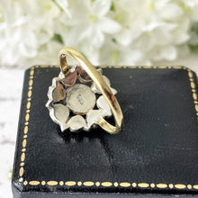 Lade das Bild in den Galerie-Viewer, Antique Victorian 9ct Gold & Silver Aquamarine Paste Ring. Georgian Pale Blue Paste Flower Ring. Daisy Cluster Antique Paste Gemstone Ring