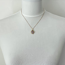 Lade das Bild in den Galerie-Viewer, Vintage 9ct Gold Amethyst & Pearl Pendant On 9ct Gold Chain. English Yellow Gold Art Nouveau Style Openwork Pendant Necklace.