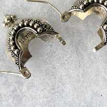 画像をギャラリービューアに読み込む, Vintage Sterling Silver Bali Temple Hoop Earrings. Asian Boat Shaped Silver Huggie Earrings. Balinese Designer BA Suarti Silver Jewellery