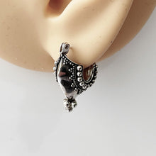画像をギャラリービューアに読み込む, Vintage Sterling Silver Bali Temple Hoop Earrings. Asian Boat Shaped Silver Huggie Earrings. Balinese Designer BA Suarti Silver Jewellery