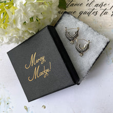 画像をギャラリービューアに読み込む, Vintage Sterling Silver Bali Temple Hoop Earrings. Asian Boat Shaped Silver Huggie Earrings. Balinese Designer BA Suarti Silver Jewellery