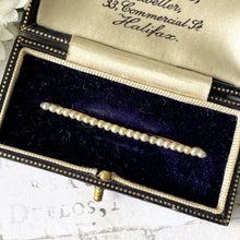 画像をギャラリービューアに読み込む, Antique 15ct Gold Seed Pearl Bar Brooch. Victorian/Edwardian Rose Gold Nappy Style Lapel Pin. Alternative Antique Stock/Tie/Cravat Pin