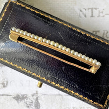 画像をギャラリービューアに読み込む, Antique 15ct Gold Seed Pearl Bar Brooch. Victorian/Edwardian Rose Gold Nappy Style Lapel Pin. Alternative Antique Stock/Tie/Cravat Pin