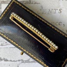 画像をギャラリービューアに読み込む, Antique 15ct Gold Seed Pearl Bar Brooch. Victorian/Edwardian Rose Gold Nappy Style Lapel Pin. Alternative Antique Stock/Tie/Cravat Pin