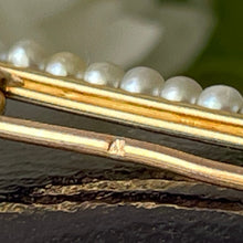 画像をギャラリービューアに読み込む, Antique 15ct Gold Seed Pearl Bar Brooch. Victorian/Edwardian Rose Gold Nappy Style Lapel Pin. Alternative Antique Stock/Tie/Cravat Pin