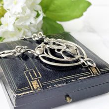 Lade das Bild in den Galerie-Viewer, Vintage Edinburgh Silver Art Nouveau Iris Necklace. Sterling Silver Fancy Chain & Flower Pendant Necklace. Antique Style Lavalier Necklace