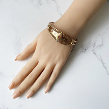 Lade das Bild in den Galerie-Viewer, Victorian Pinchbeck Gold, Diamond & Ruby Bangle. Antique Etruscan Style Yellow Gold Bangle. Mine Cut Diamond, Hot Pink Ruby Antique Bracelet