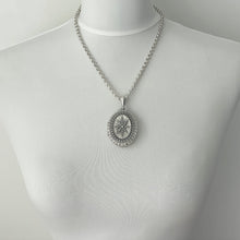 Lade das Bild in den Galerie-Viewer, Victorian Baroque Guiding Star Sterling Silver Locket. Large Antique Studded Star English Silver Locket, T & Co 1886. Bookchain Locket.