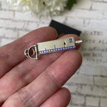 Charger l'image dans la galerie, Victorian Miniature Silver Ruler & Pencil Fob Pendant. Antique Sterling Silver Blue Enamel Margin Ruler. Novelty Letter Writing Accessories