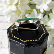 画像をギャラリービューアに読み込む, Victorian Scottish Malachite & Silver Crescent Moon Brooch. Small Antique "Honeymoon" Lapel/Tie/Cravat/Stock Pin. Scottish Pebble Jewelry