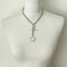 Lade das Bild in den Galerie-Viewer, Large Antique Silver Albert Watch Chain With Goldsmiths & Silversmiths Fob . Watch Chain Curb Link Necklace, Medal Pendant, T-Bar, Dog Clip