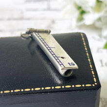 Charger l'image dans la galerie, Victorian Miniature Silver Ruler & Pencil Fob Pendant. Antique Sterling Silver Blue Enamel Margin Ruler. Novelty Letter Writing Accessories