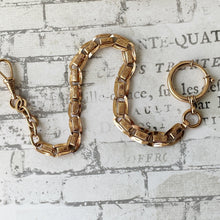 Carica l'immagine nel visualizzatore di Gallery, Antique 14ct Rolled Rose Gold Fancy Link Short Watch Chain. Edwardian Engraved Albertina, Dog Clip & Large Bolt Ring. Watch Chain Bracelet