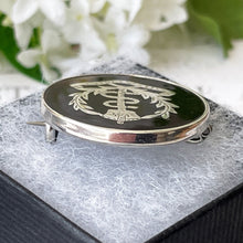 Cargar imagen en el visor de la galería, Antique Royal Army Medical Corps Silver Sweetheart Brooch, 1916 Hallmark. Edwardian Piqué Work Miniature Army Badge Pin. Love Token Jewelry