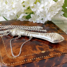 Lade das Bild in den Galerie-Viewer, Vintage Art Nouveau Sterling Silver Etui Pendant Necklace. Victorian Style Needle Case Chatelaine Pendant. Keepsake Memorial Stash Pendant