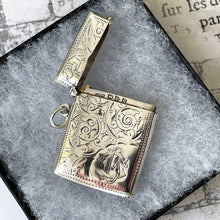 Cargar imagen en el visor de la galería, Victorian Silver Vesta Case Fob Pendant, Chester 1899. Sterling Silver Chatelaine Accessory. Antique Silver Keepsake Memento Stash Pendant