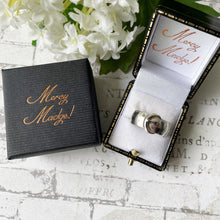 Cargar imagen en el visor de la galería, Antique English Silver Wide Band Buckle Ring, 1901 Hallmarks. Victorian Sterling Silver Unisex Ring. Chunky D-Band Ring, Size UK P-1/2, US 8