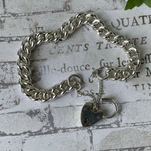 Load image into Gallery viewer, Vintage 1964 Sterling Silver Heart Padlock Curb Bracelet
