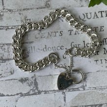 Carica l'immagine nel visualizzatore di Gallery, Vintage 1964 Sterling Silver Heart Padlock Curb Bracelet