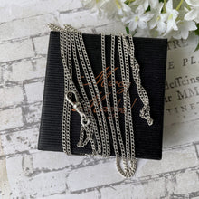 Cargar imagen en el visor de la galería, Edwardian 58” Long Guard Chain Silver Necklace & Swivel Dog Clip. Antique Art Deco Sterling Silver Curb Chain Sautoir Necklace, Muff Chain