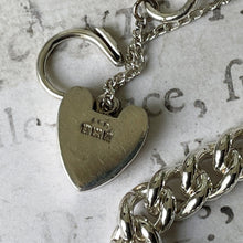 Carica l'immagine nel visualizzatore di Gallery, Vintage 1964 Sterling Silver Heart Padlock Curb Bracelet