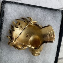 Load image into Gallery viewer, Vintage 1960s Crown Trifari Poodle Brooch. Gold Figural Poodle Head Brooch With Red Glass Crystal Eyes. Vintage Collectible Costume Jewelry