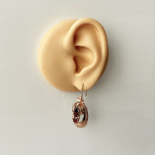 Cargar imagen en el visor de la galería, Victorian 9ct Rose Gold Etruscan Revival Garnet Drop Earrings, Boxed. Antique Bohemian Garnet Pendant Drop Earrings. Victorian Gold Jewelry