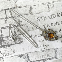 Cargar imagen en el visor de la galería, Antique Victorian Silver Crowned Heart Citrine Pendant. Antique Luckenbooth Pendant Necklace. Scottish Cairngorm Sterling Silver Pendant.