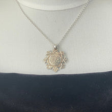 Load image into Gallery viewer, Antique Edwardian Silver Eight Point Cross Pendant Fob Necklace. Circa 1906 Sterling Silver Floral Engraved Fancy Maltese Cross Lady’s Fob