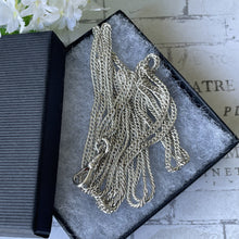 Cargar imagen en el visor de la galería, Victorian Silver 58” Long Guard Chain Necklace. Antique Curb Link Wheat Chain Sautoir Necklace. Sterling Silver Muff/Pocket Watch Chain