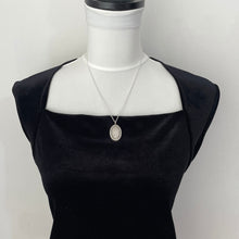 Cargar imagen en el visor de la galería, Victorian Silver Aesthetic Engraved Pansy Flower Pendant Necklace. Oval Sterling Silver Antique Pendant & Belcher Chain. Victorian Jewelry