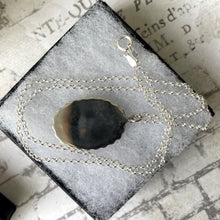 Cargar imagen en el visor de la galería, Victorian Silver Aesthetic Engraved Pansy Flower Pendant Necklace. Oval Sterling Silver Antique Pendant & Belcher Chain. Victorian Jewelry