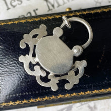 Cargar imagen en el visor de la galería, Antique Victorian Silver Micro Mosaic & Whitby Jet Padlock. Antique Sterling Silver Padlock Necklace Pendant. Victorian Bracelet Padlock