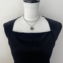 Cargar imagen en el visor de la galería, Antique Victorian Silver Micro Mosaic & Whitby Jet Padlock. Antique Sterling Silver Padlock Necklace Pendant. Victorian Bracelet Padlock