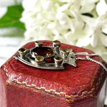 Cargar imagen en el visor de la galería, Antique Victorian Silver Crowned Heart Citrine Pendant. Antique Luckenbooth Pendant Necklace. Scottish Cairngorm Sterling Silver Pendant.