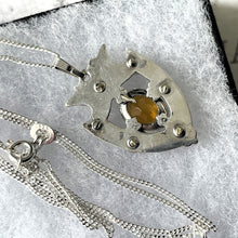 Cargar imagen en el visor de la galería, Antique Victorian Silver Crowned Heart Citrine Pendant. Antique Luckenbooth Pendant Necklace. Scottish Cairngorm Sterling Silver Pendant.
