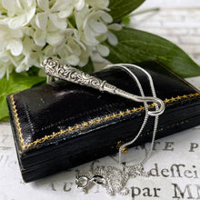 Charger l'image dans la galerie, Victorian Miniature Silver Button Hook Pendant. Antique English Sterling Silver Chatelaine Accessory. Silver Novelty Pendant Necklace.