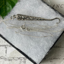 Charger l'image dans la galerie, Victorian Miniature Silver Button Hook Pendant. Antique English Sterling Silver Chatelaine Accessory. Silver Novelty Pendant Necklace.