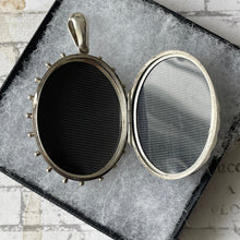 Cargar imagen en el visor de la galería, Victorian Aesthetic Engraved English Silver Locket Hallmarked 1881. Huge Antique Sterling Silver Love Bird & Asian Scene Locket Pendant