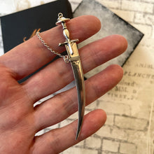 Cargar imagen en el visor de la galería, Victorian Silver Miniature Sword & Scabbard Toothpick. Antique Sterling Silver Novelty Toothpick. Victorian Silver Chatelaine Pendant