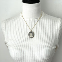 Lade das Bild in den Galerie-Viewer, Antique Georgian Gold Gilded Portrait Miniature Locket Pendant. Small Signed Portrait Miniature of a Lady 1767. Georgian Sentimental Jewelry