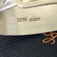 Load image into Gallery viewer, Vintage Floral Engraved Forget-Me-Not Belt & Buckle Silver Bangle, 1962 Hallmarks. Victorian Style Heavy Wide Sterling Silver Bracelet Cuff