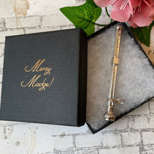 Cargar imagen en el visor de la galería, Antique Sterling Silver & Amethyst Propelling Pencil. Victorian Floral Engraved Full Sized Silver Mechanical Pencil Chatelaine Pendant