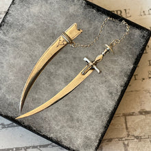 Cargar imagen en el visor de la galería, Victorian Silver Miniature Sword & Scabbard Toothpick. Antique Sterling Silver Novelty Toothpick. Victorian Silver Chatelaine Pendant