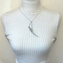 Cargar imagen en el visor de la galería, Victorian Silver Miniature Sword & Scabbard Toothpick. Antique Sterling Silver Novelty Toothpick. Victorian Silver Chatelaine Pendant